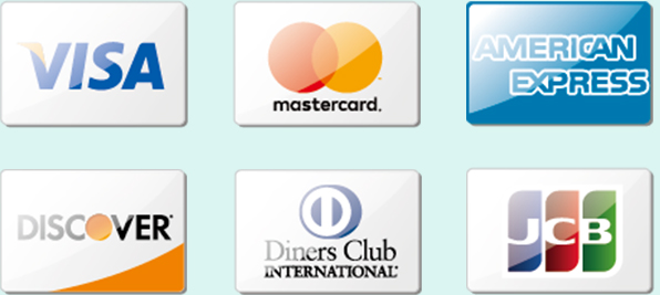 VISA,mastercard,AMERICAN EXPRESS,DISCOVER,Diners Club INTERNATIONAL,JCB